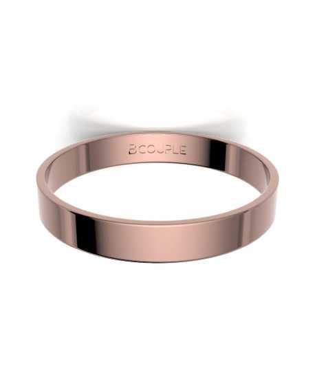 Alianza de oro rosa brillo interior plano de 3 mm