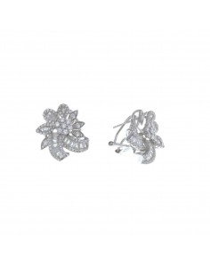 Pendientes plata rodio flor...