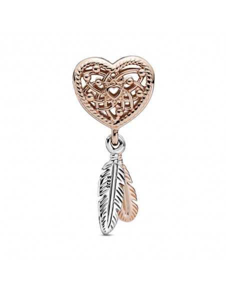 Charm en Pandora Rose Atrapasueños Corazón en filigrana y Plumas 789068C00