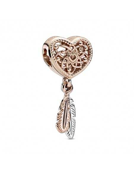 Charm en Pandora Rose Atrapasueños Corazón en filigrana y Plumas 789068C00