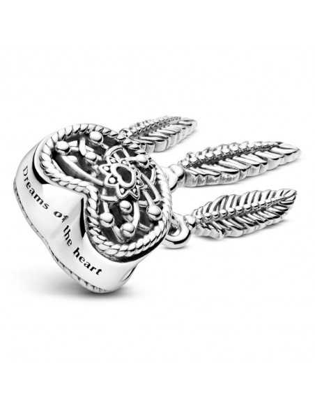 Charm en plata de ley Atrapasueños Corazón en filigrana y Plumas 799107C00