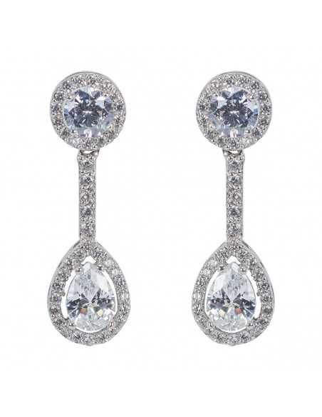 Pendientes oro blanco con circonias