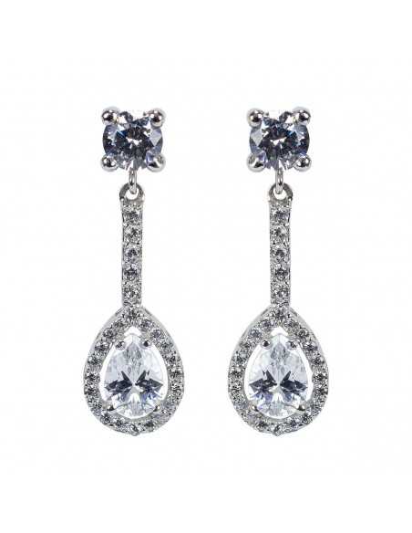 Pendientes para novias de lagrima oro de 18 quilates con circonitas B&Couple