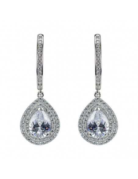 Pendientes para novias oro de 18 quilates forma de lagrima con circonitas B&Couple