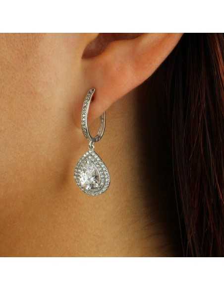 Pendientes para novias oro de 18 quilates forma de lagrima con circonitas B&Couple