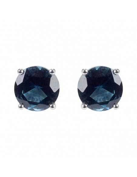 Par pendientes oro blanco con diamantes y cuatro topacios London Blue