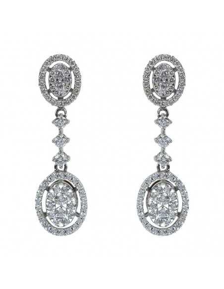 Pendientes para novias oro blanco y diamantes