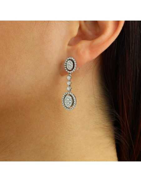 Pendientes para novias oro blanco y diamantes