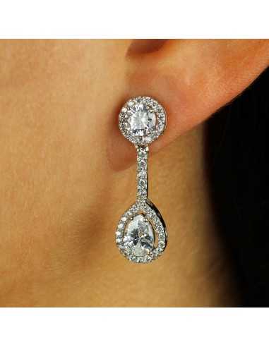 Pendientes oro blanco con circonias