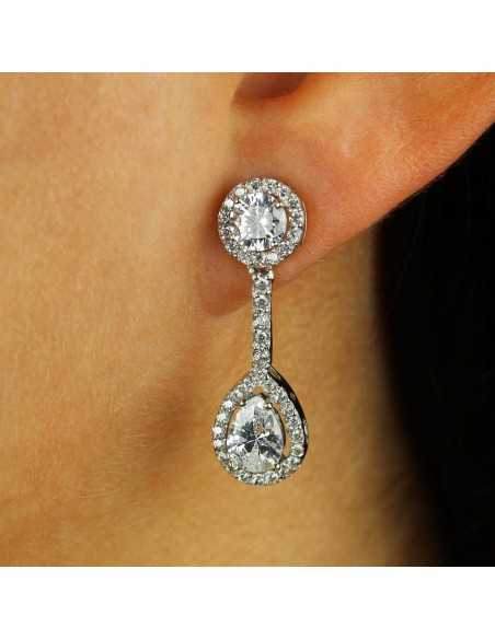 Pendientes oro blanco con circonias