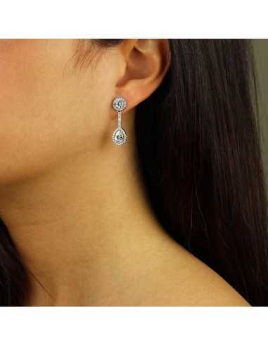 Pendientes oro blanco con circonias