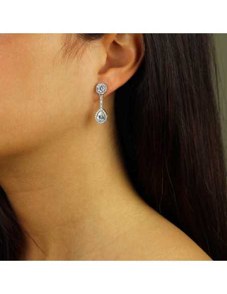Pendientes oro blanco con circonias