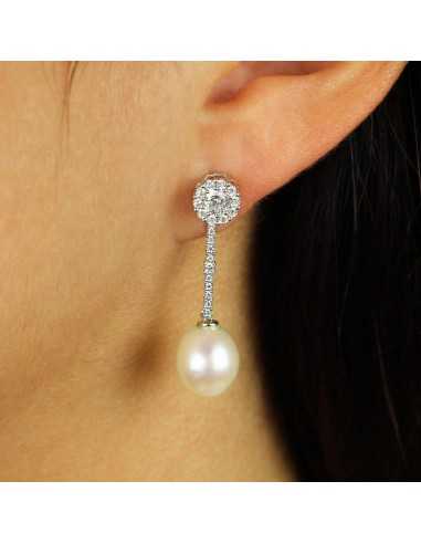 Pendientes desmontables de oro blanco...