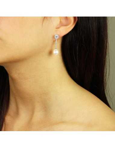 Pendientes desmontables de oro blanco...