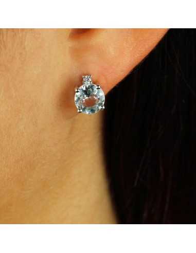 pendientes oro y brillantes agua marina