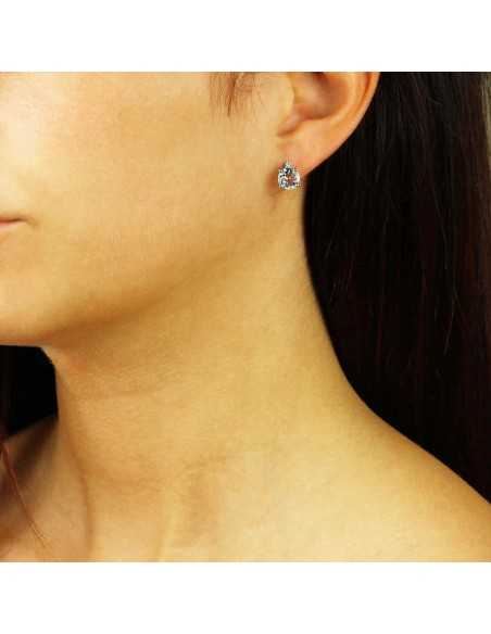 pendientes oro y brillantes agua marina