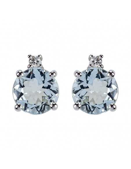 pendientes oro y brillantes agua marina