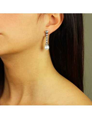 Pendientes oro blanco perlas y...