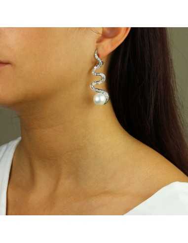 PENDIENTES Plata con circonitas y perla
