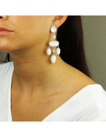 PENDIENTES PLATA PIEDRA COLOR