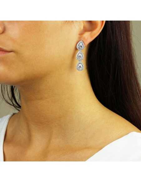 Pendientes white malbork Plata de ley