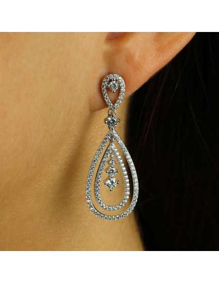 Pendientes white Loira Plata de ley