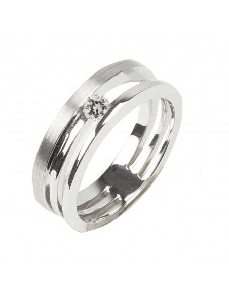 Solitario oro blanco y brillante, 0,12cts