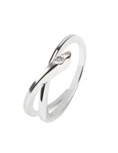 Anillo de Compromiso entrelazado de oro blanco con diamante