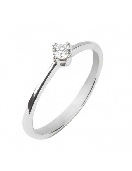 Anillo de pedida brillante con oro blanco