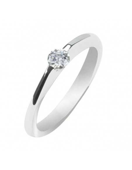 Anillo de compromiso oro blanco con brillante central 0,20 cts