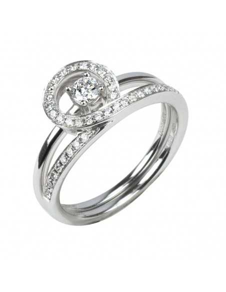 Anillo de Compromiso desmontable redondo 2 en 1 - 0,39 cts