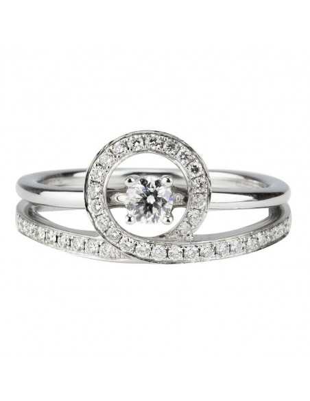 Anillo de Compromiso desmontable redondo 2 en 1 - 0,39 cts