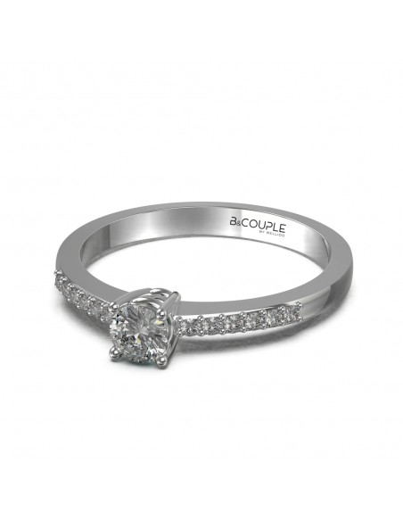 Anillo de compromiso oro Fabiola - Diamante central + 12 diamantes 0.10 ct