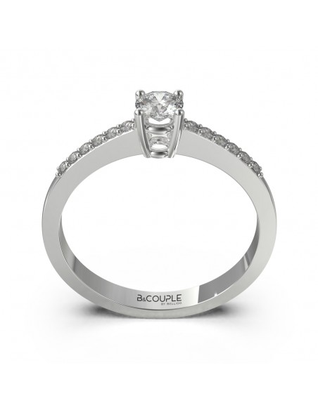 Anillo de compromiso oro Fabiola - Diamante central + 12 diamantes 0.10 ct
