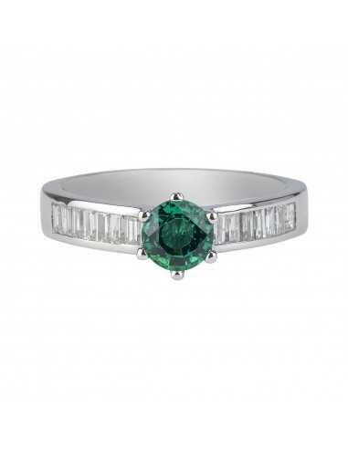 Anillo baguete 0,65ct con esmeralda