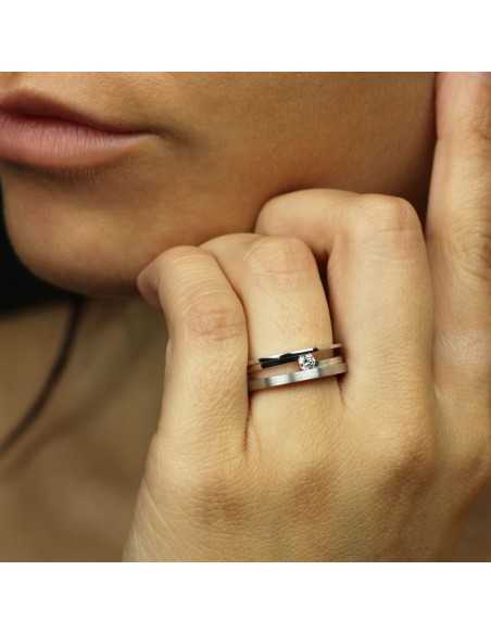 Solitario oro blanco y brillante, 0,12cts