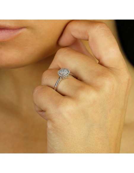 Anillo de Compromiso Oro Blanco con Brillantes