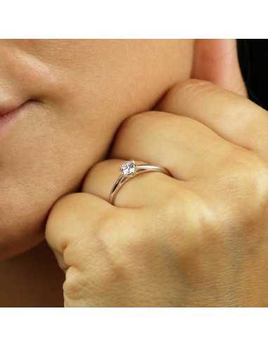 Anillo de Compromiso Oro Blanco y...