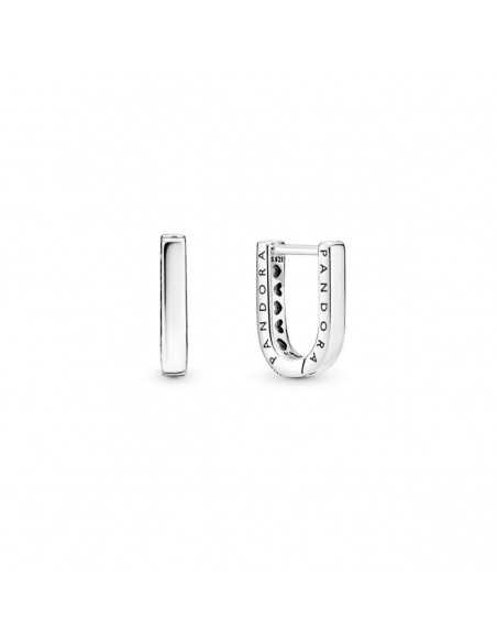 Pandora plata de ley u-pendientes de aro en forma con zirconia cúbica clara 299488C01