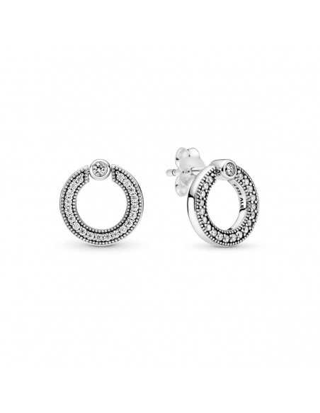 Pandora plata de ley pendientes de espárragos reversibles con zirconia cúbica clara 299486C01