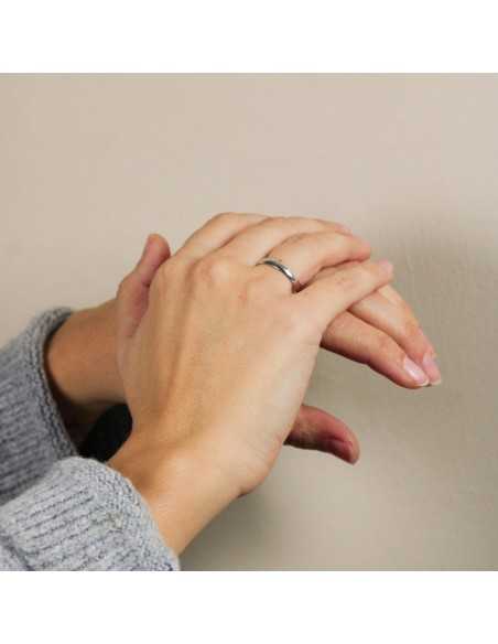 Alianza Clásica media caña oro Blanco 18K 3 mm x 1 mm - interior plano