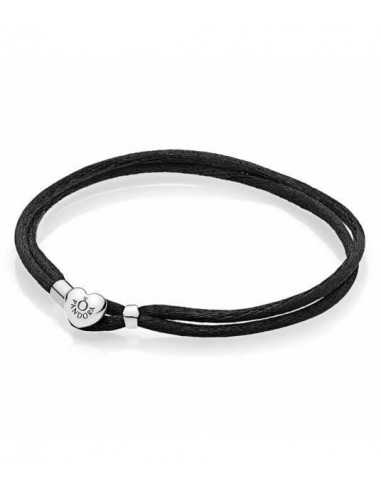 Pulsera cordón negro cpand plata