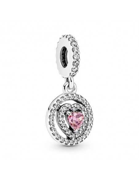 Charm Colgante en plata de ley Corazón Doble Halo Brillante 791476C01