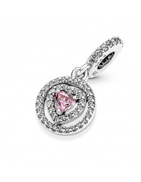 Charm Colgante en plata de ley Corazón Doble Halo Brillante 791476C01