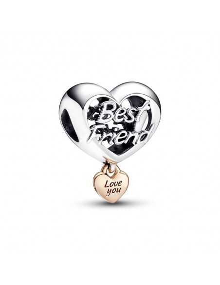Charm en plata de ley y con un recubrimiento en oro rosa de 14k Corazón Te quiero Mejor Amiga 782243C00