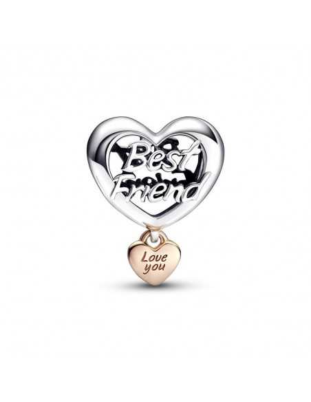 Charm en plata de ley y con un recubrimiento en oro rosa de 14k Corazón Te quiero Mejor Amiga 782243C00