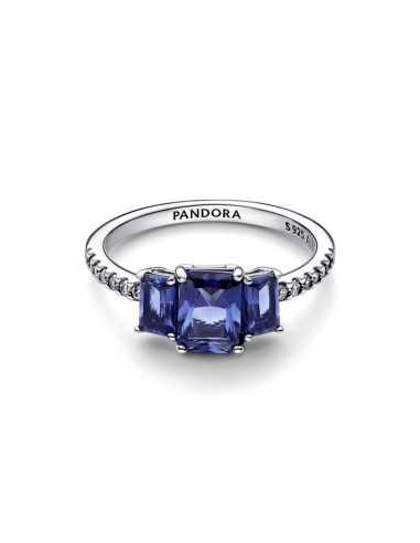 Anillo Pandora Tres Gemas Azules...
