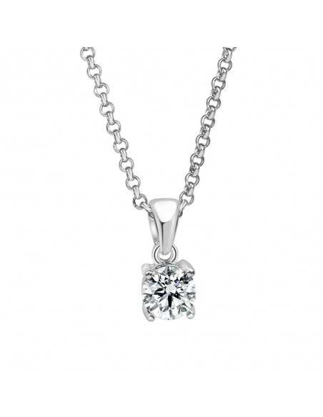 Colgante oro blanco 4 garras  diamante creado 1,00ct