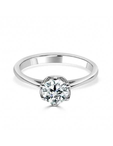 Solitario oro blanco diamante creado 0,70CT 6 garras