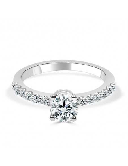 Solitario oro blanco diamante creado 0,50ct+0,16ct (0,66 ct)